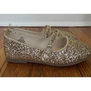 H&M Girls' Gold Glitter Mary Jane Flats Size 13.5 Little Kid